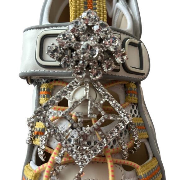 Gucci White and Gray Tinsel Sport Sandals Size 37